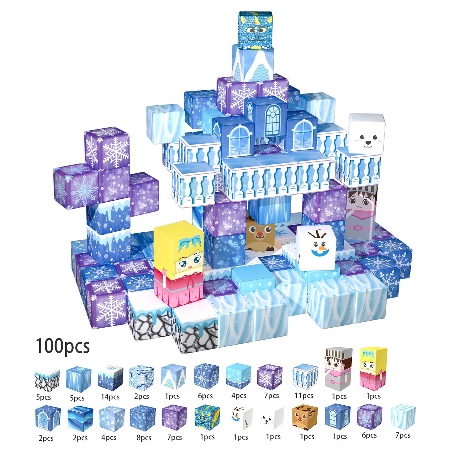 Magnetic Building Blocks Set - Arctic & Snowy World Adventure Toy