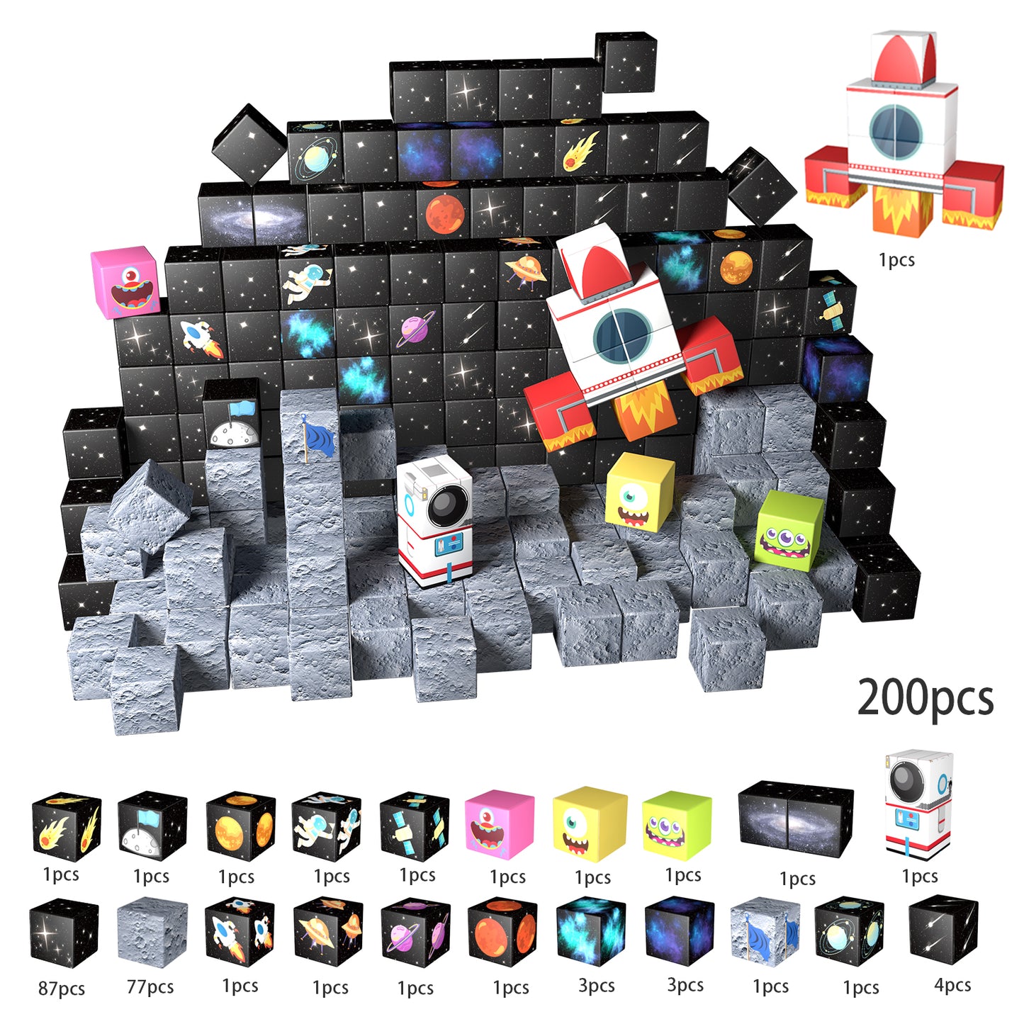 Magnetic Building Blocks Set- Solar System & Space Adventure