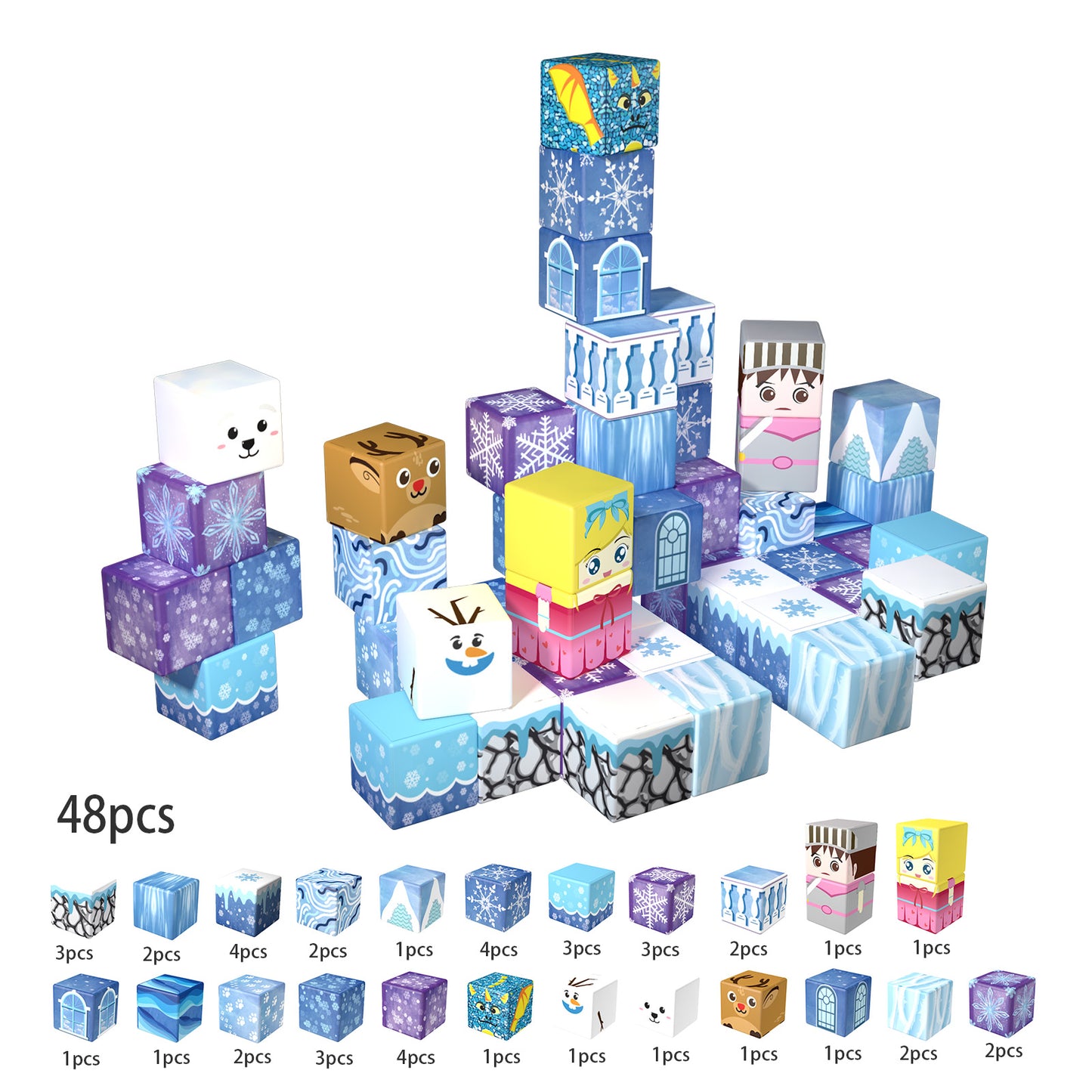 Magnetic Building Blocks Set - Arctic & Snowy World Adventure Toy