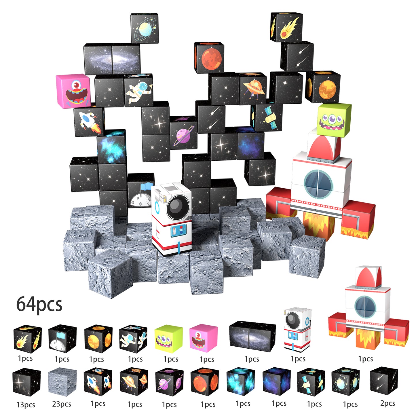 Magnetic Building Blocks Set- Solar System & Space Adventure