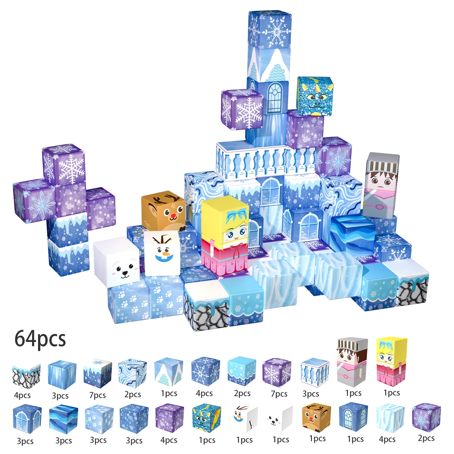 Magnetic Building Blocks Set - Arctic & Snowy World Adventure Toy