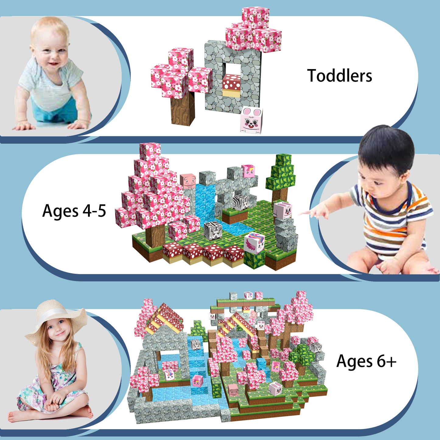 Magnetic Building Blocks Set - Cherry Blossom Animal Paradise Blocks