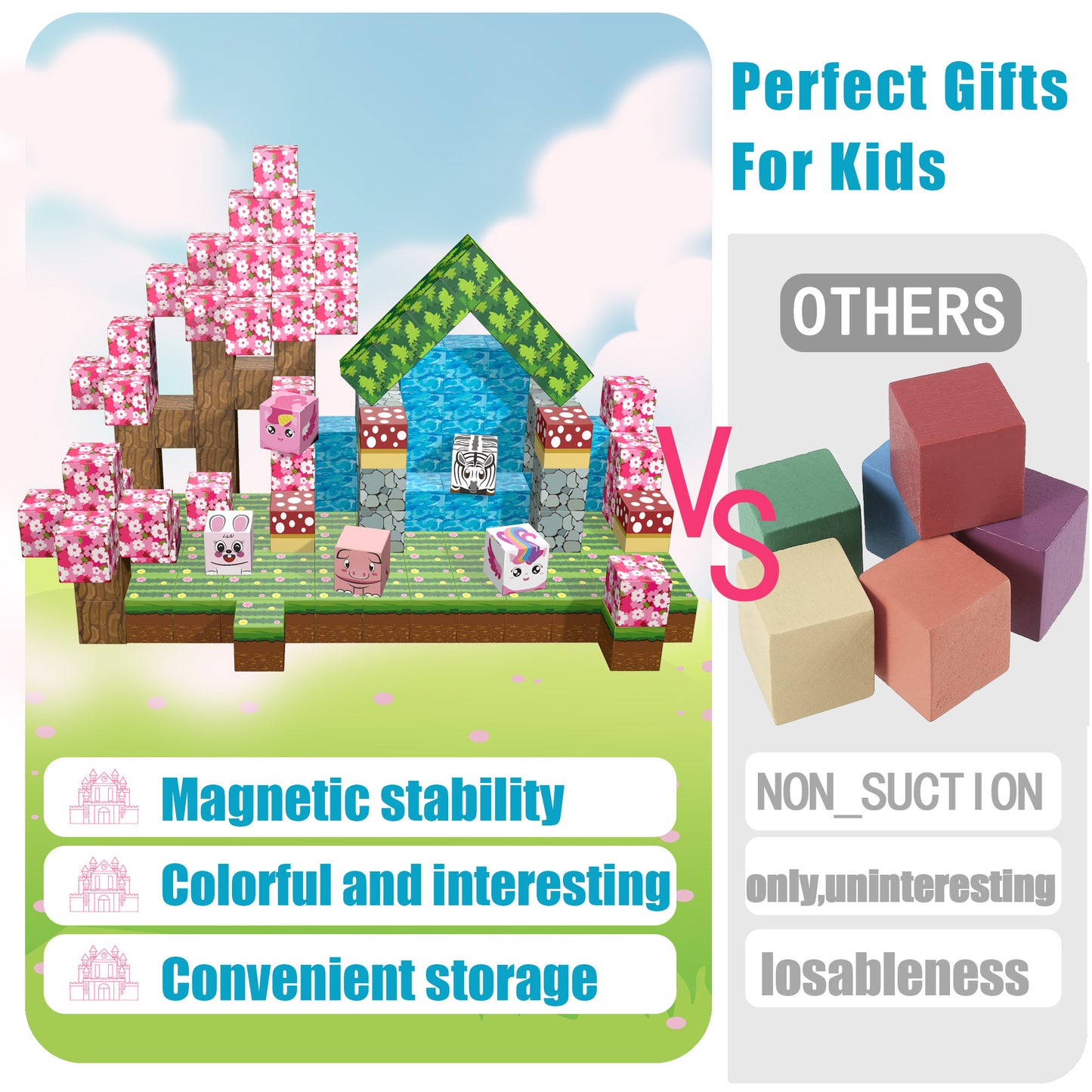 Magnetic Building Blocks Set - Cherry Blossom Animal Paradise Blocks