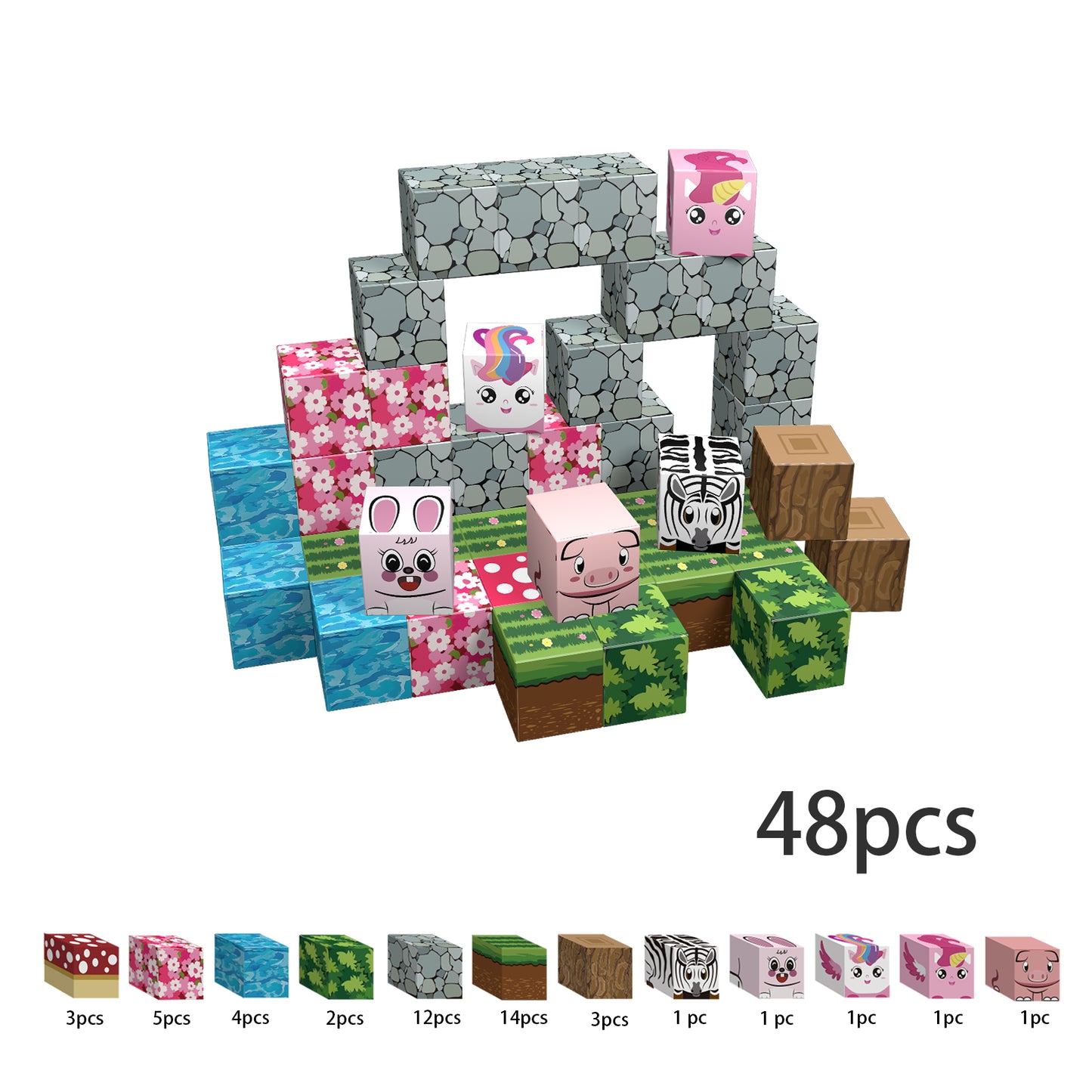 Magnetic Building Blocks Set - Cherry Blossom Animal Paradise Blocks