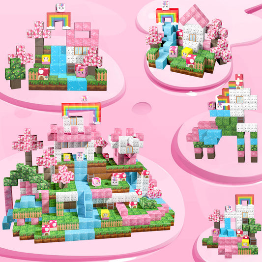 Magnetic Building Blocks Set - Cherry Blossom Forest Theme