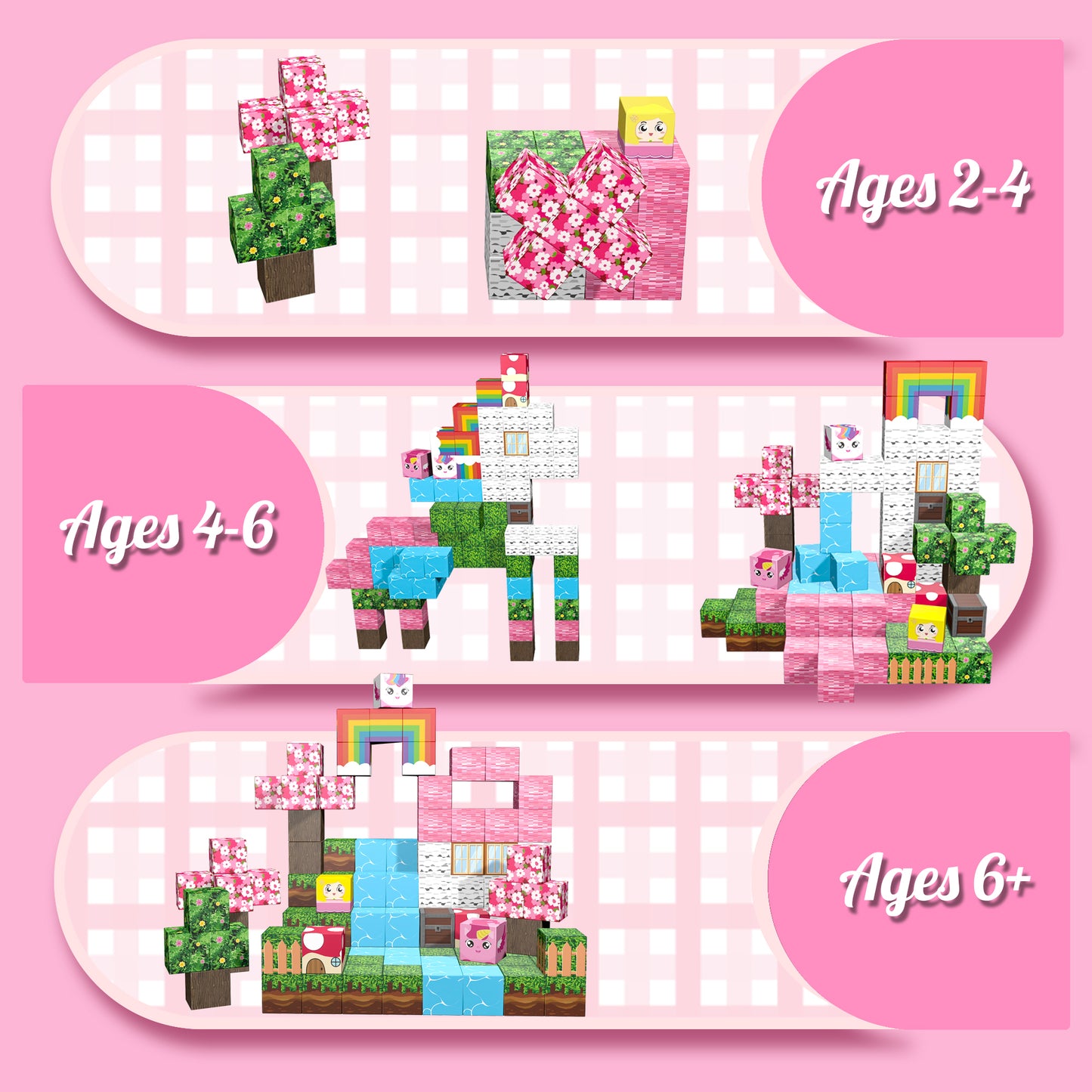 Magnetic Building Blocks Set - Cherry Blossom Forest Theme