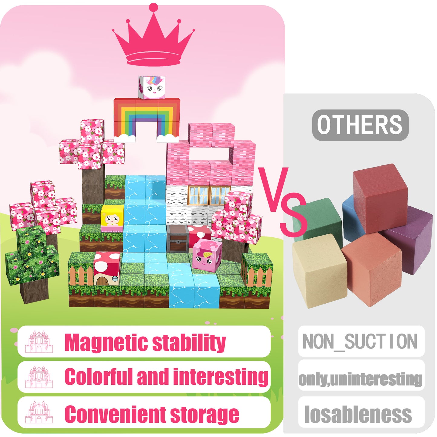 Magnetic Building Blocks Set - Cherry Blossom Forest Theme