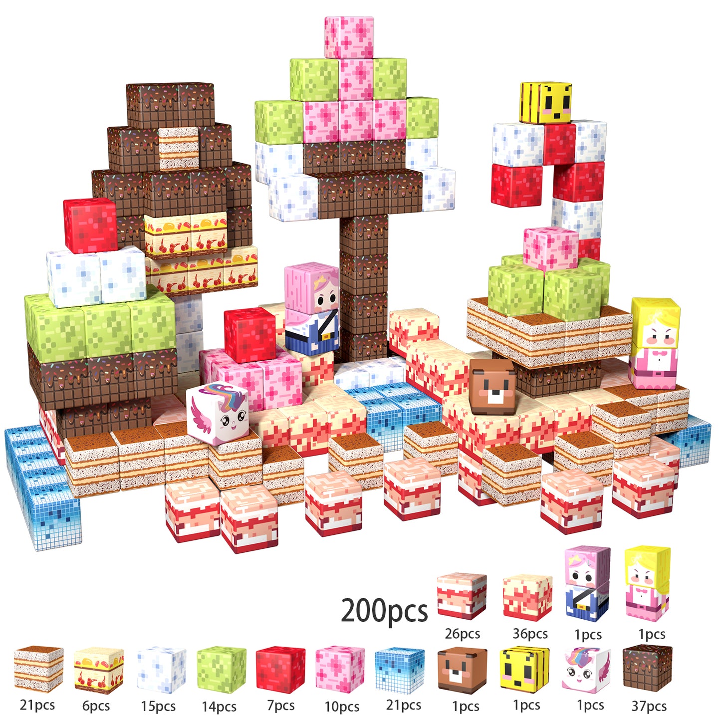 Magnetic Building Blocks Set - Chocolate Bricks Theme, Educational STEM Toys for Kids