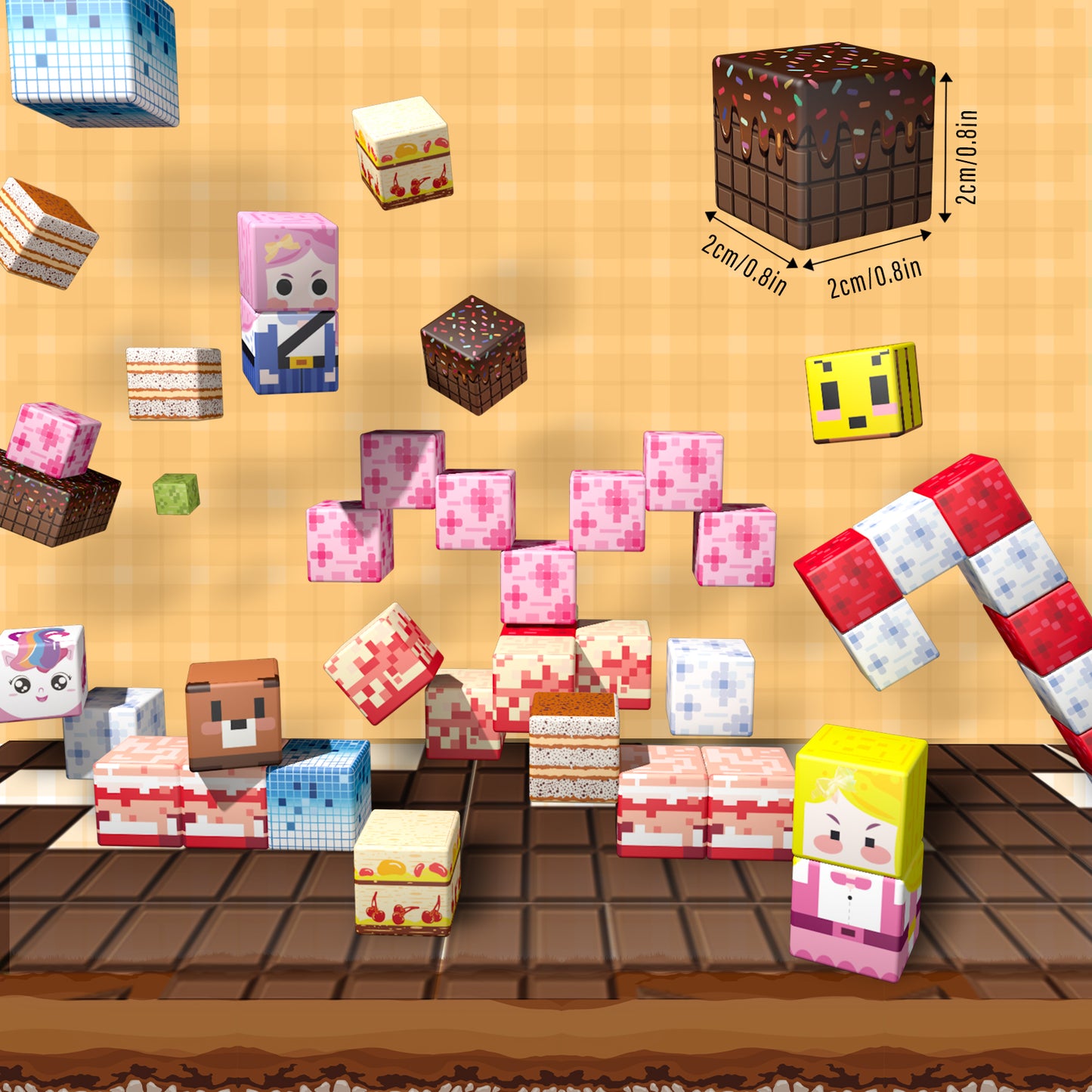 Magnetic Building Blocks Set - Chocolate Bricks Theme, Educational STEM Toys for Kids