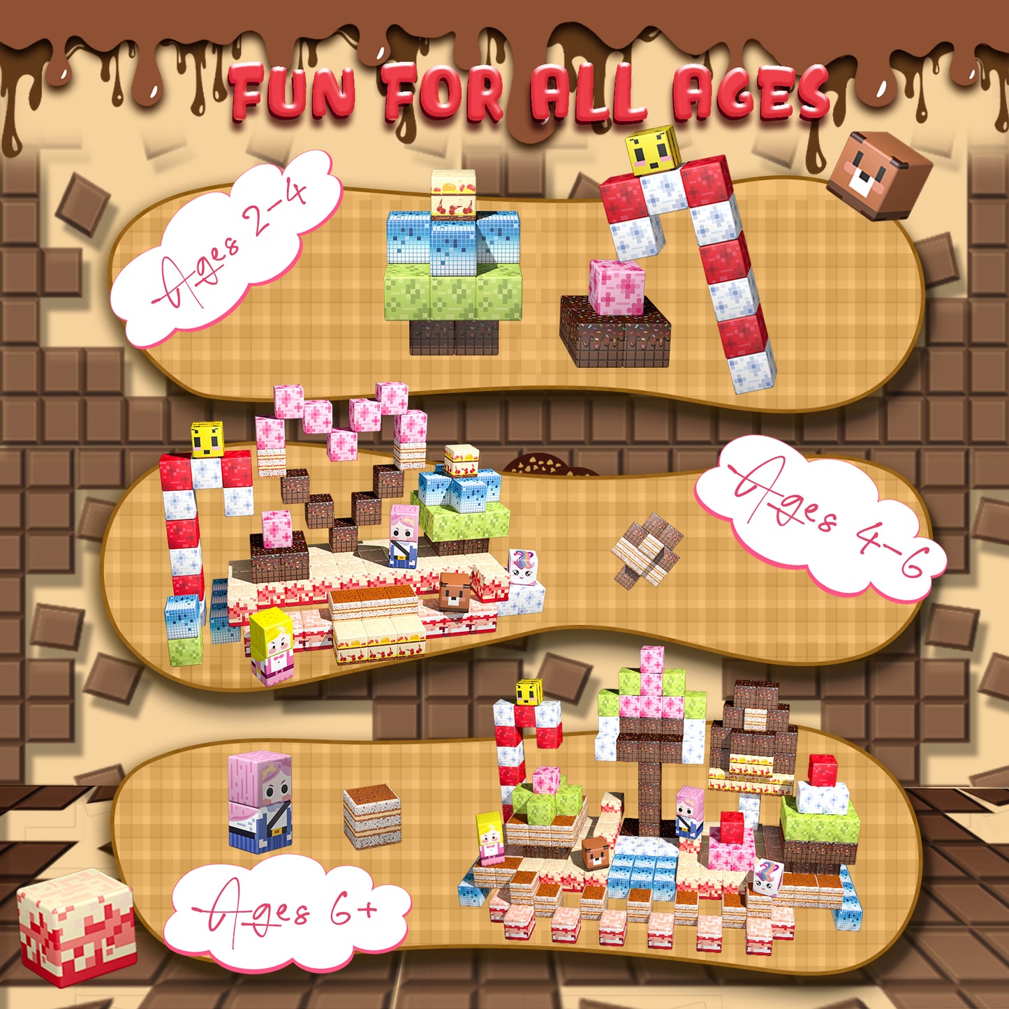 Magnetic Building Blocks Set - Chocolate Bricks Theme, Educational STEM Toys for Kids