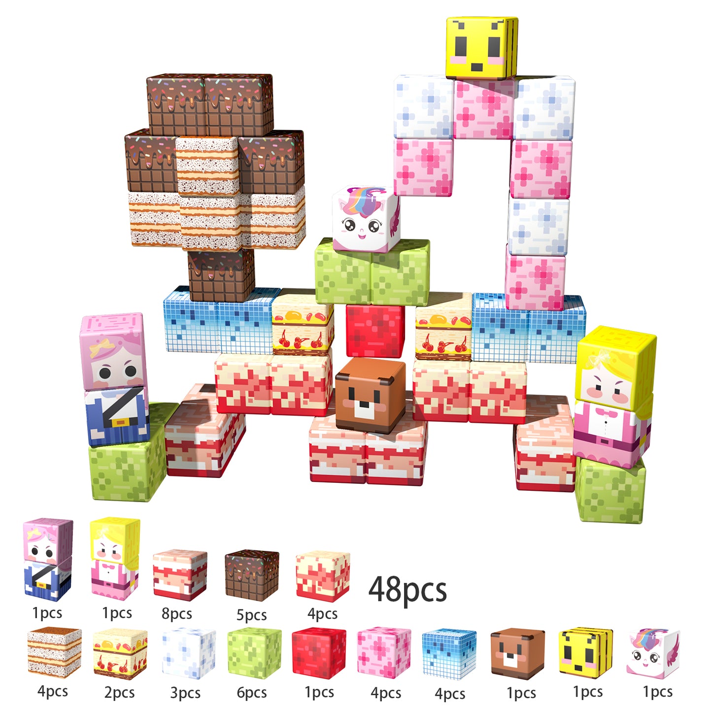 Magnetic Building Blocks Set - Chocolate Bricks Theme, Educational STEM Toys for Kids