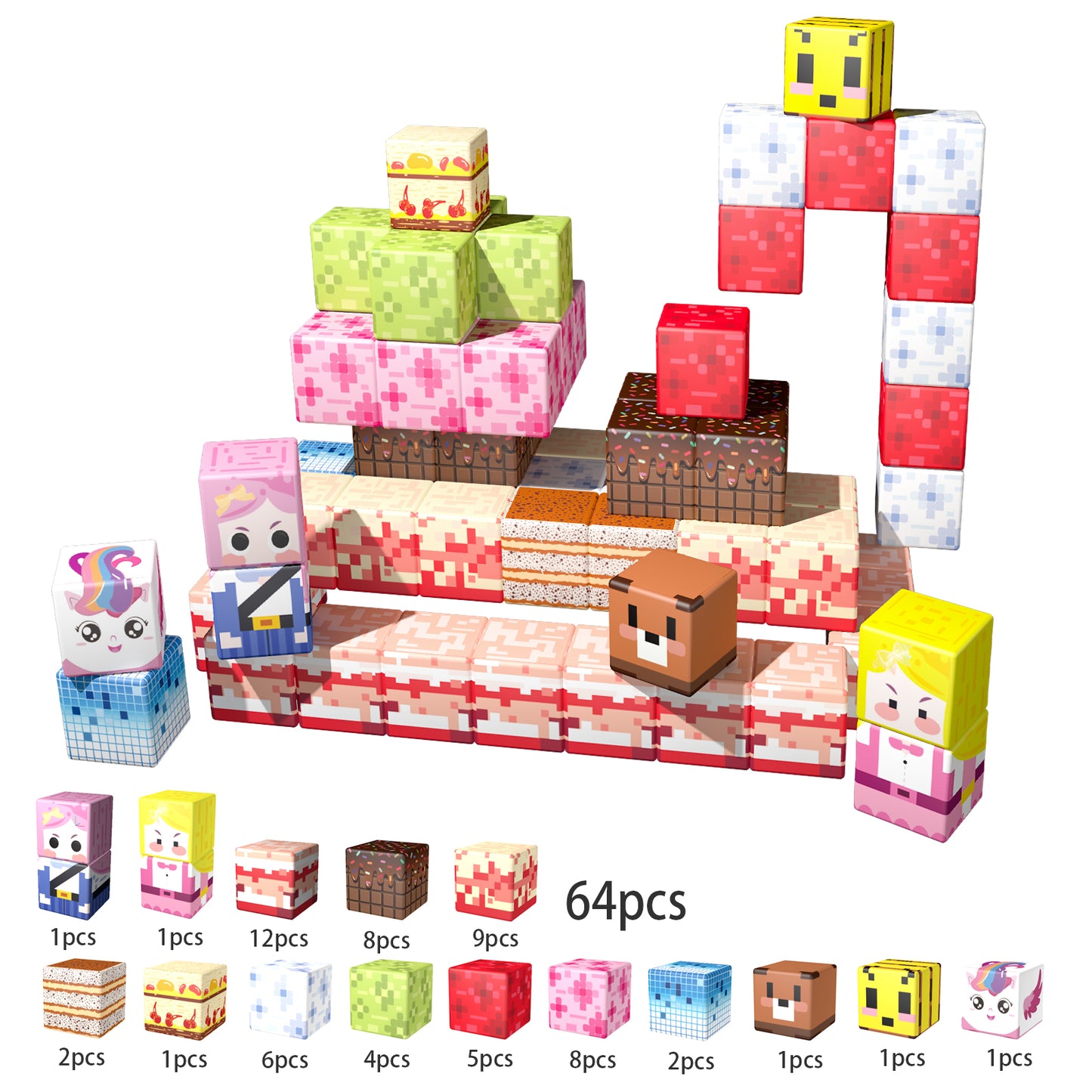 Magnetic Building Blocks Set - Chocolate Bricks Theme, Educational STEM Toys for Kids