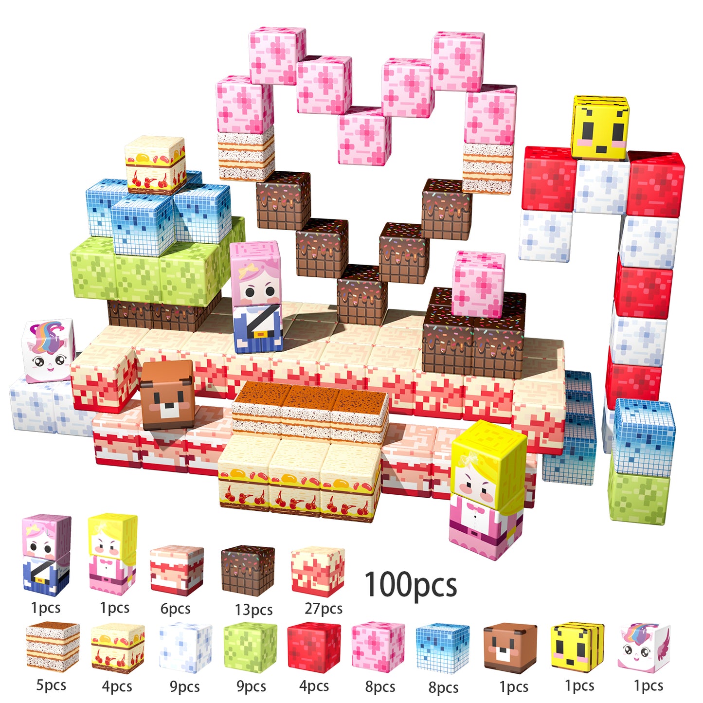 Magnetic Building Blocks Set - Chocolate Bricks Theme, Educational STEM Toys for Kids