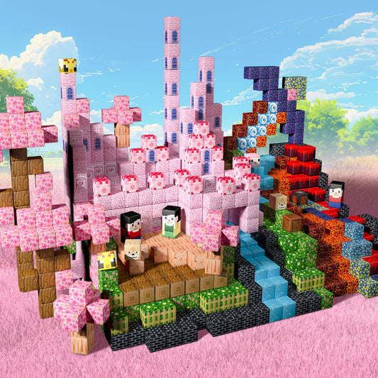 Magnetic Building Blocks Set - Forest & Volcano Adventure Theme, Educational STEM Toys for Kids