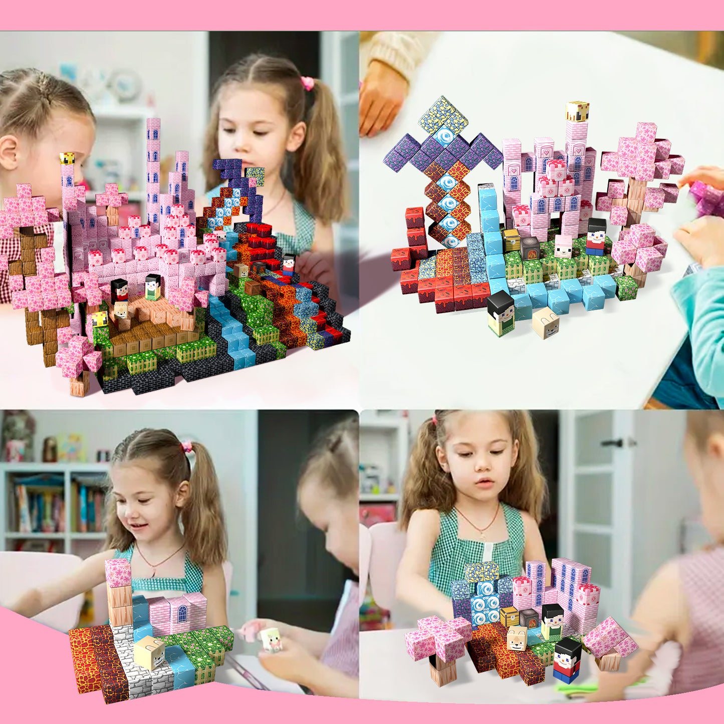 Magnetic Building Blocks Set - Forest & Volcano Adventure Theme, Educational STEM Toys for Kids