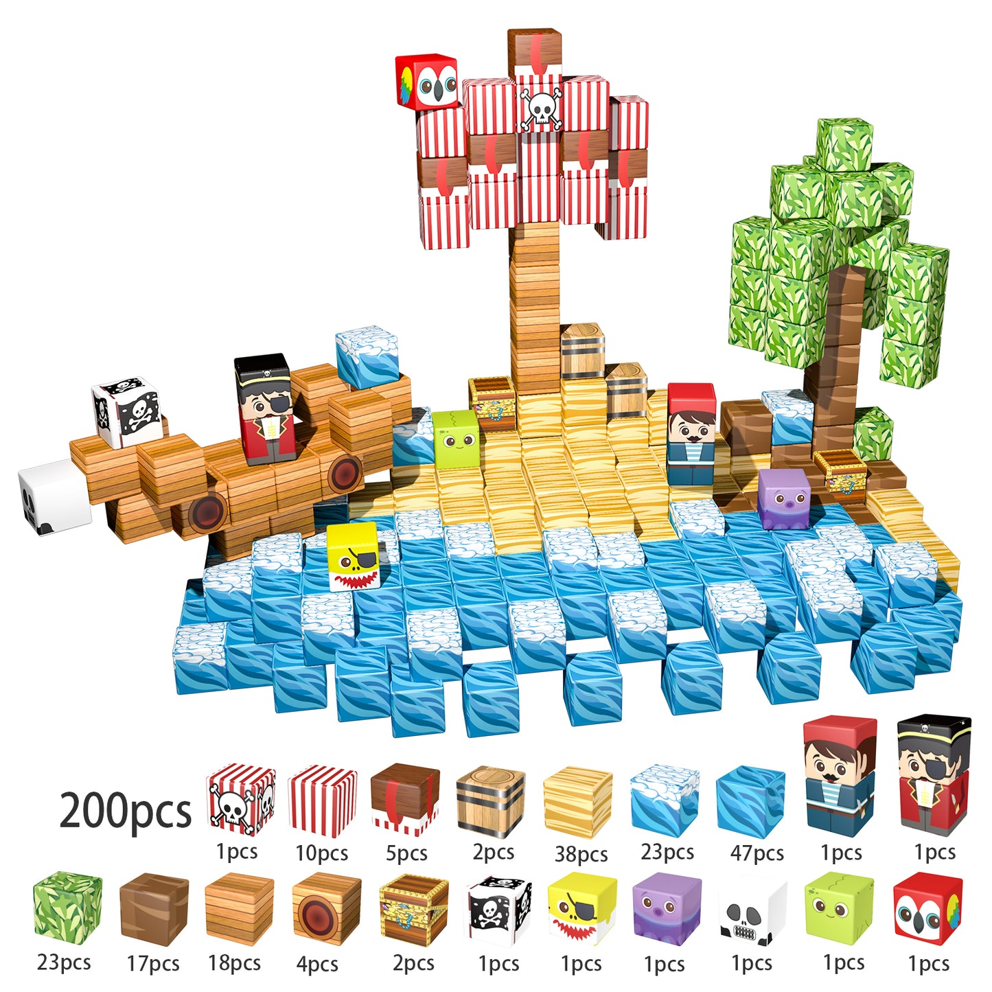 Magnetic Building Blocks Set- Pirate Adventure Theme Building Blocks