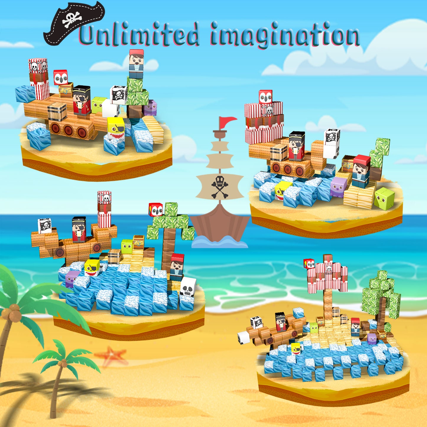 Magnetic Building Blocks Set- Pirate Adventure Theme Building Blocks