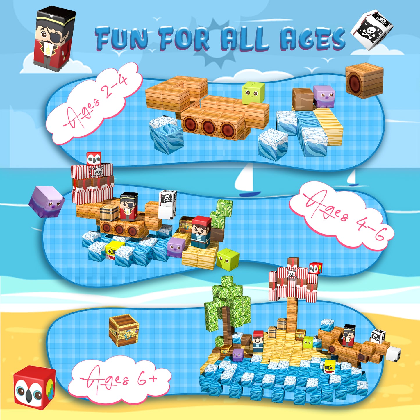 Magnetic Building Blocks Set- Pirate Adventure Theme Building Blocks