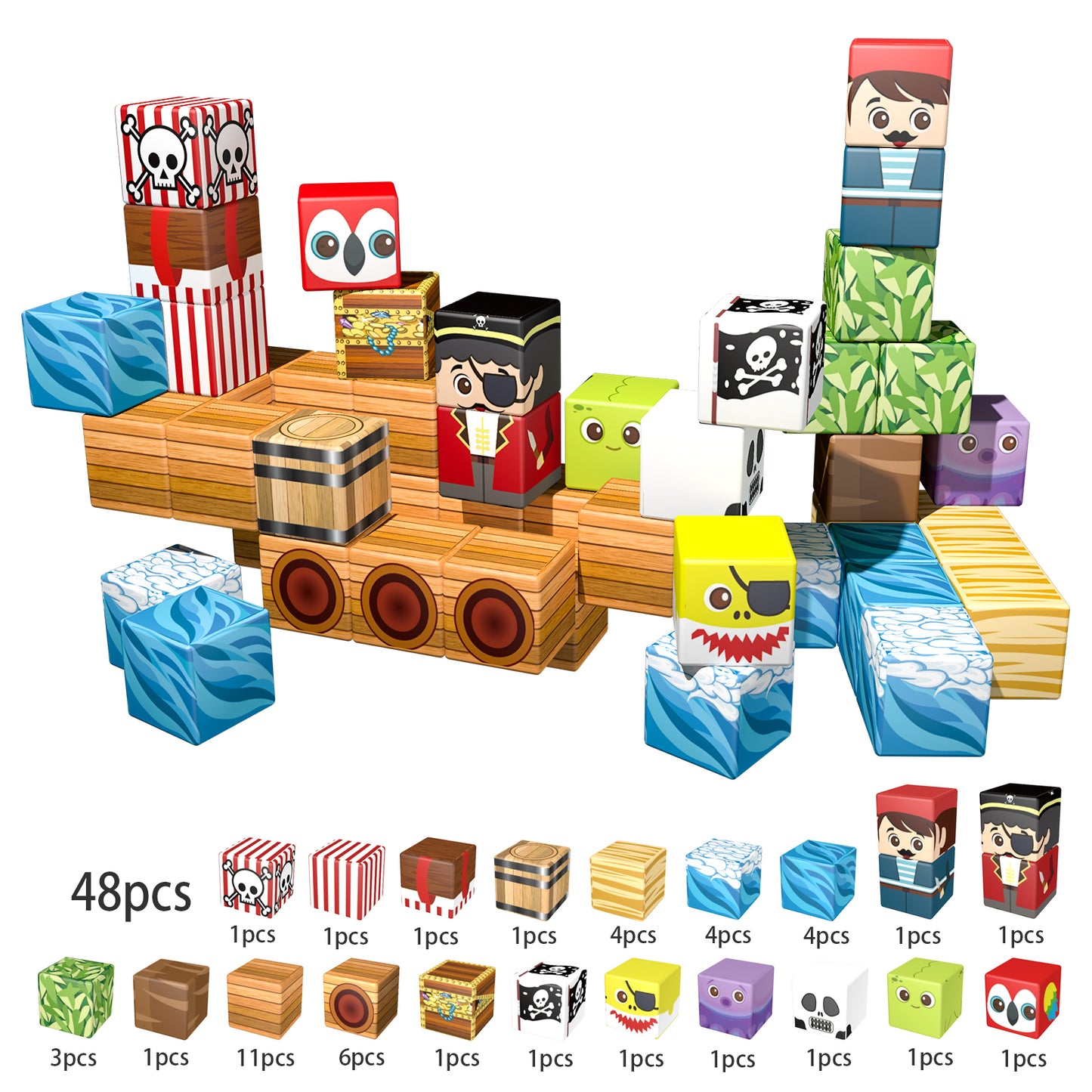 Magnetic Building Blocks Set- Pirate Adventure Theme Building Blocks