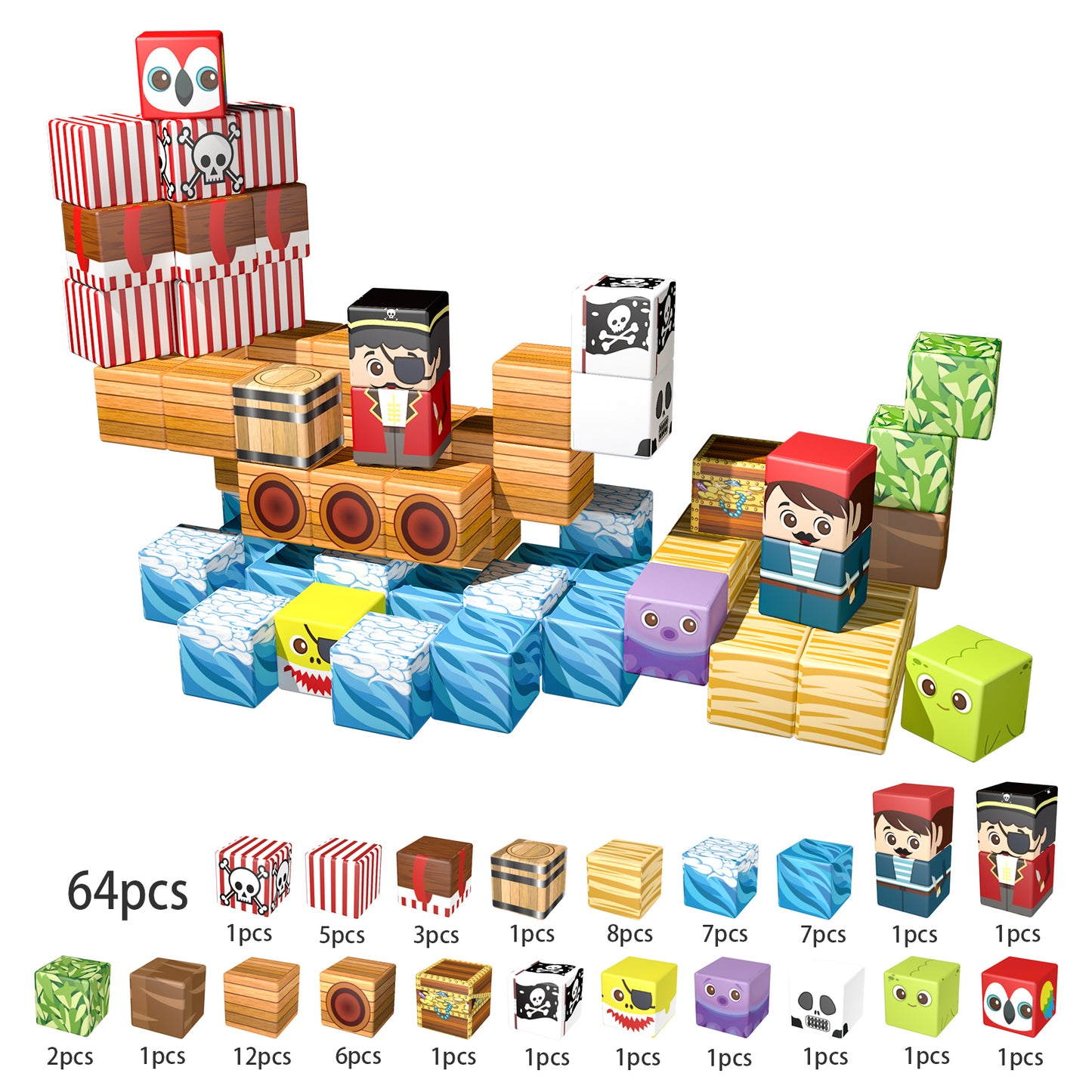 Magnetic Building Blocks Set- Pirate Adventure Theme Building Blocks