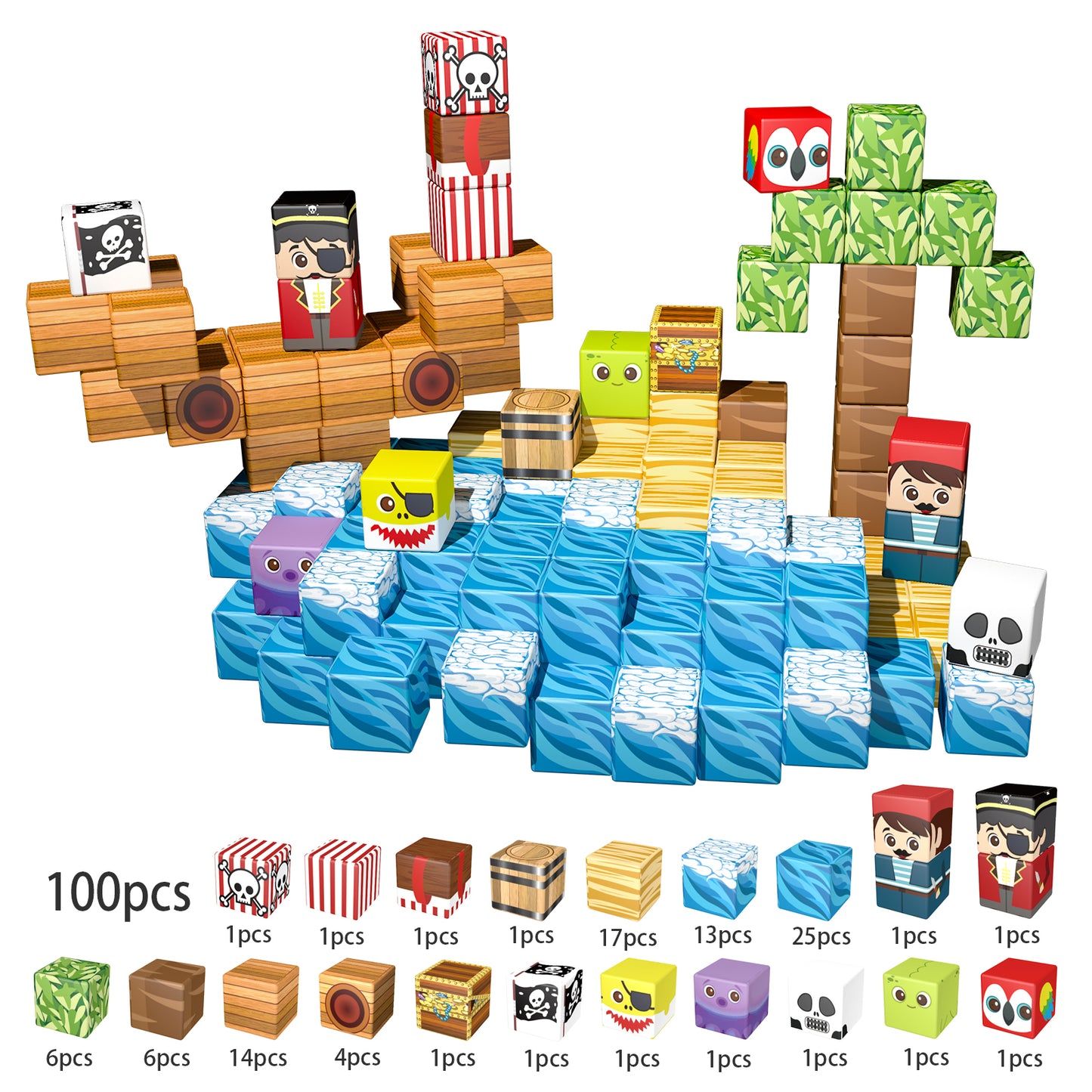 Magnetic Building Blocks Set- Pirate Adventure Theme Building Blocks