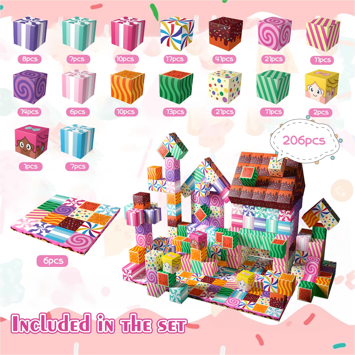 Magnetic Building Blocks Set - Sweet Watermelon Candy Theme, Educational STEM Toys for Kids