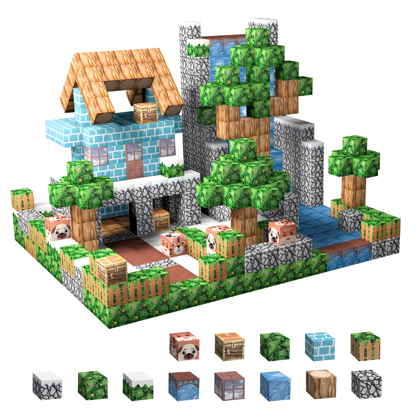 Magnetic Building Blocks Set - Tiger in The Jungle Theme, Educational STEM Toys for Kids