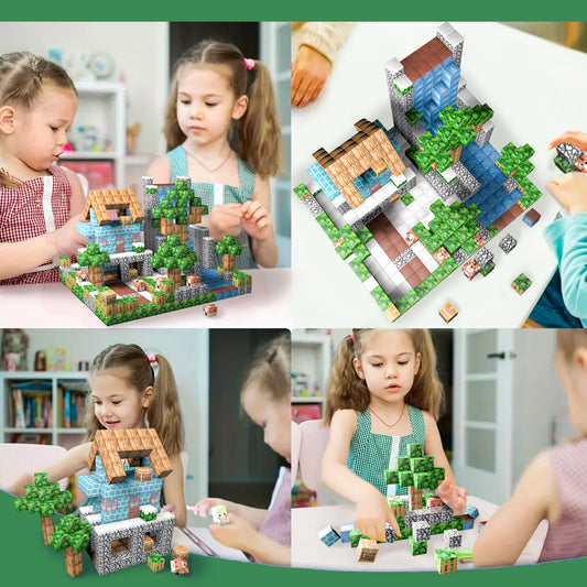 Magnetic Building Blocks Set - Tiger in The Jungle Theme, Educational STEM Toys for Kids