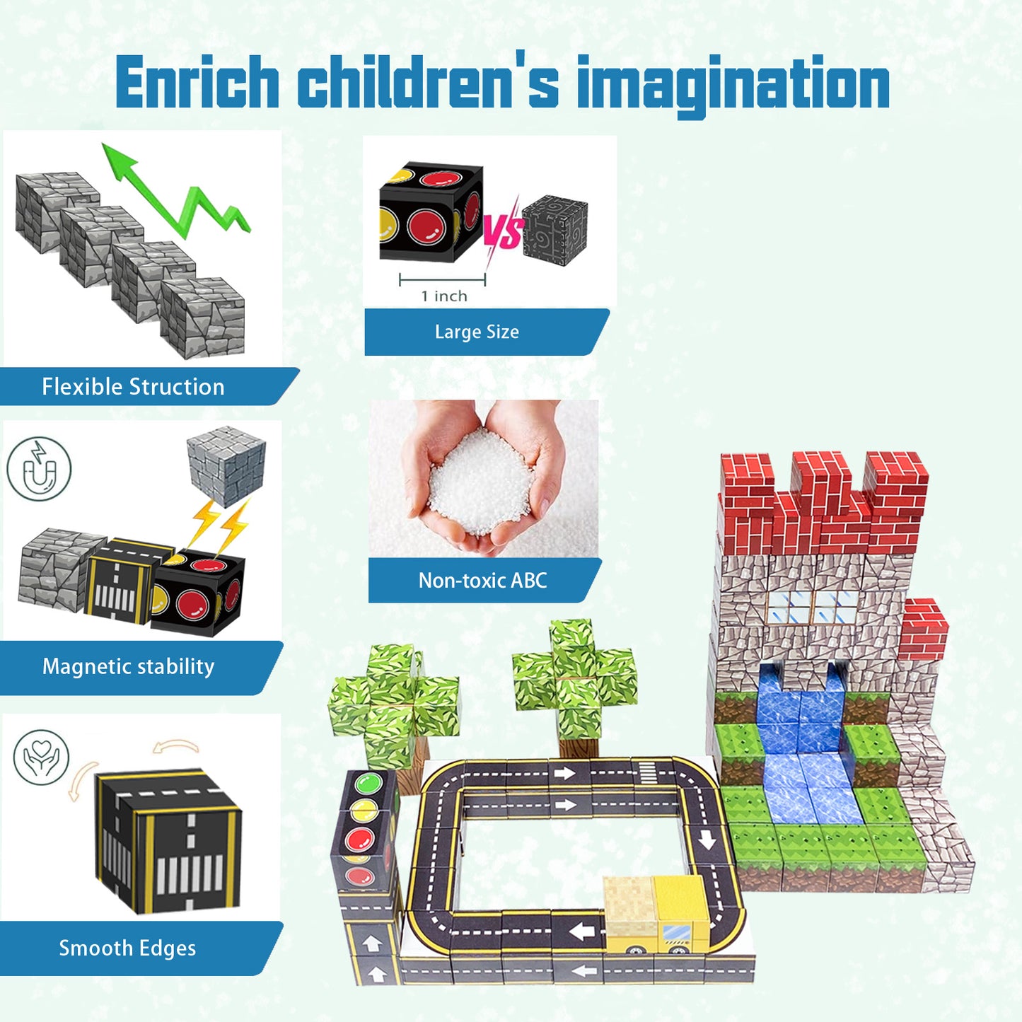 Magnetic Building Blocks Set - Traffic Light & Roadway Building Blocks
