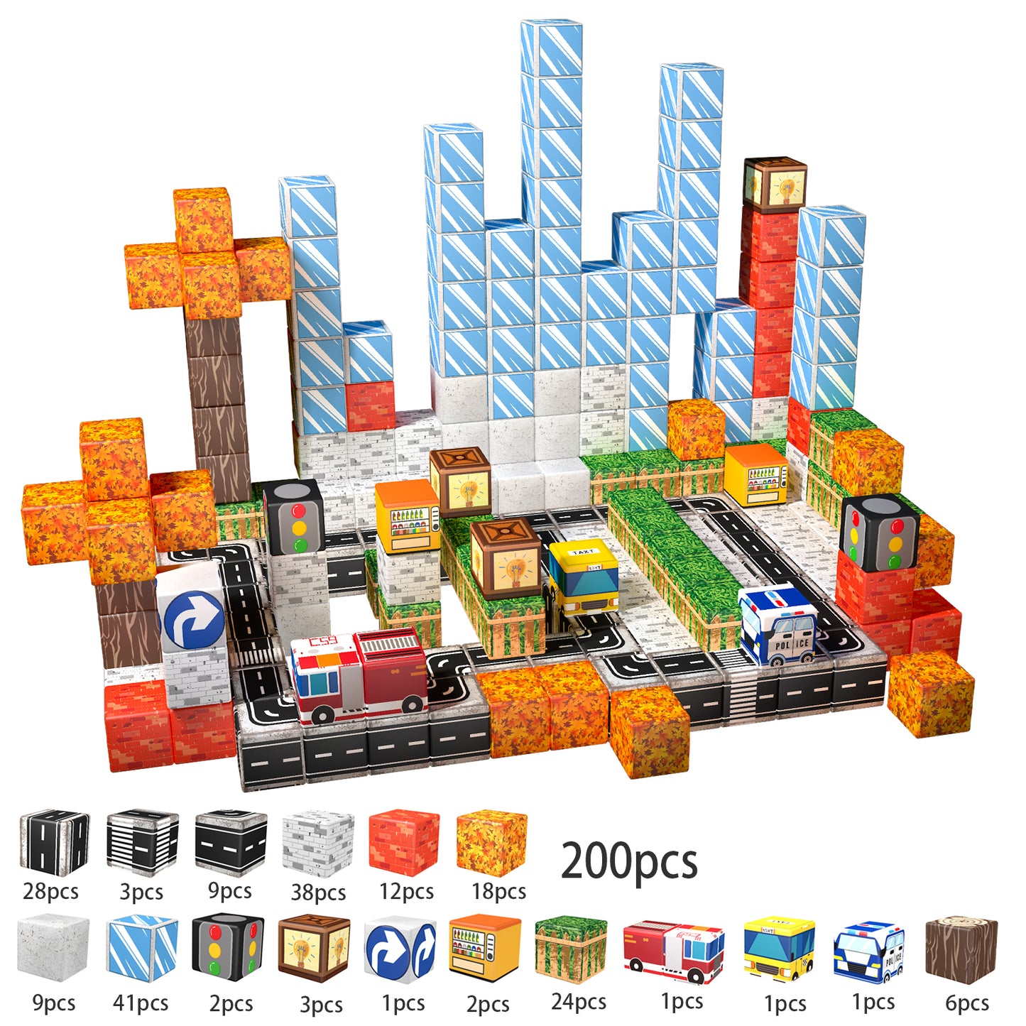 Magnetic Building Blocks Set - Urban Transportation Adventure