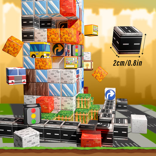 Magnetic Building Blocks Set - Urban Transportation Adventure