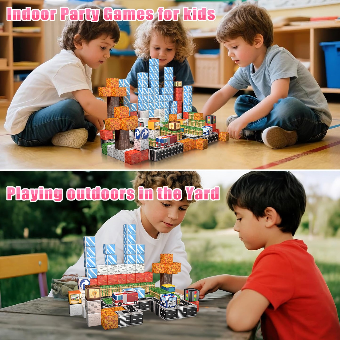 Magnetic Building Blocks Set - Urban Transportation Adventure
