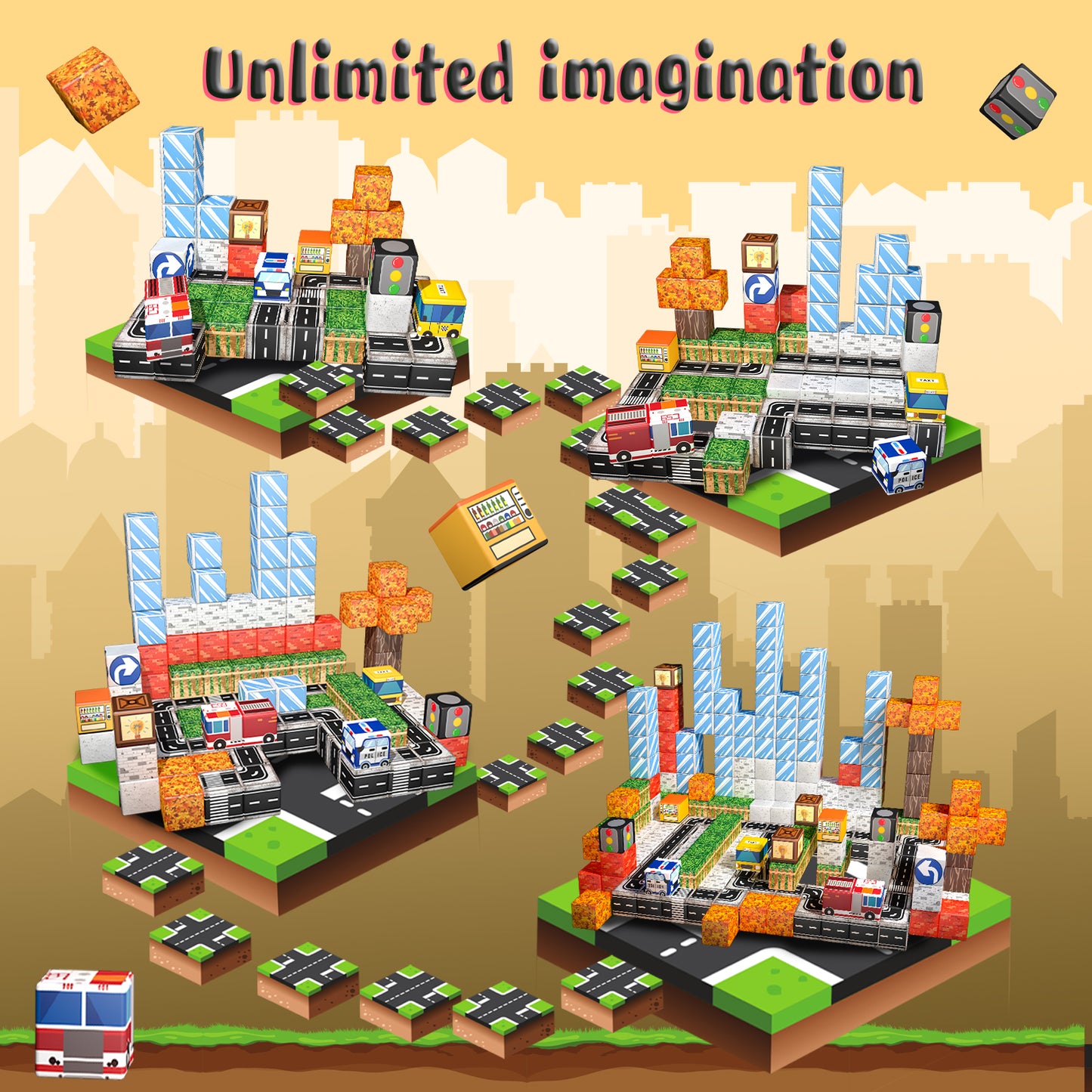 Magnetic Building Blocks Set - Urban Transportation Adventure