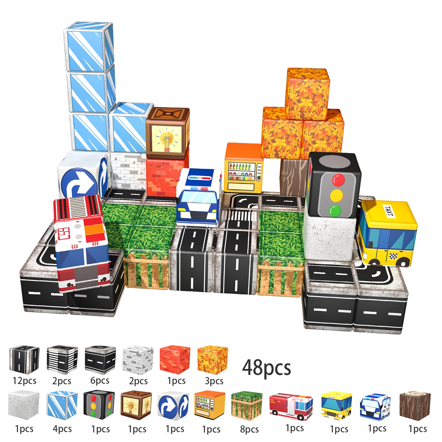 Magnetic Building Blocks Set - Urban Transportation Adventure