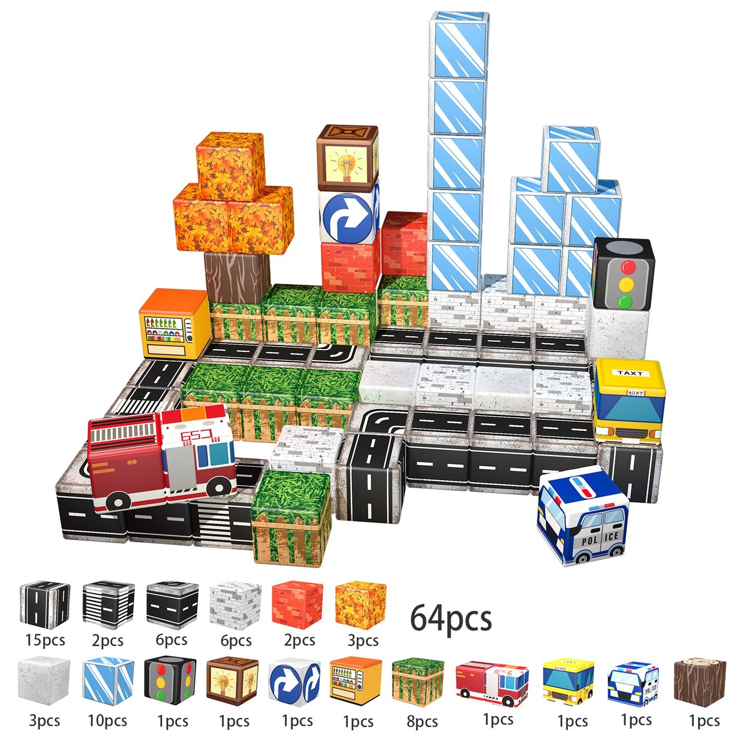 Magnetic Building Blocks Set - Urban Transportation Adventure