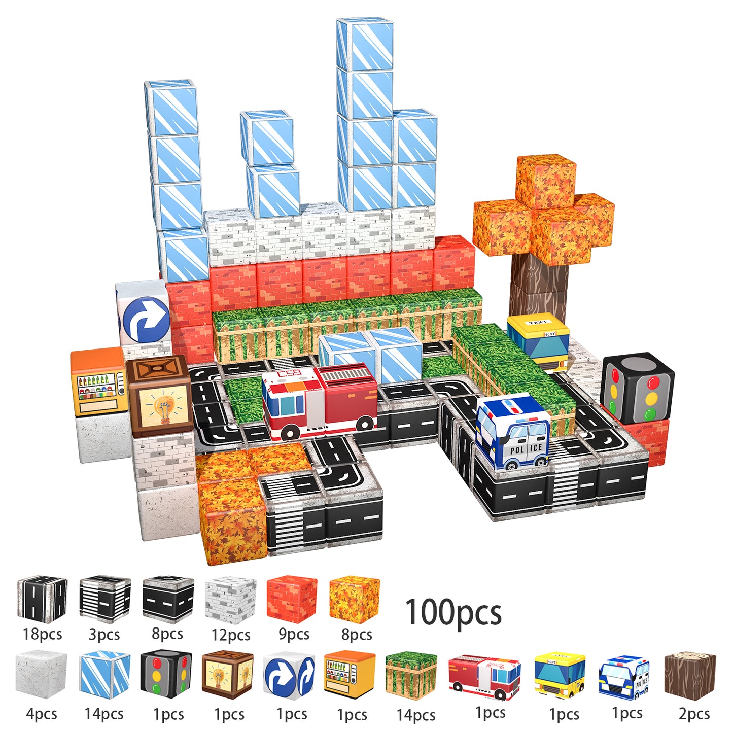 Magnetic Building Blocks Set - Urban Transportation Adventure