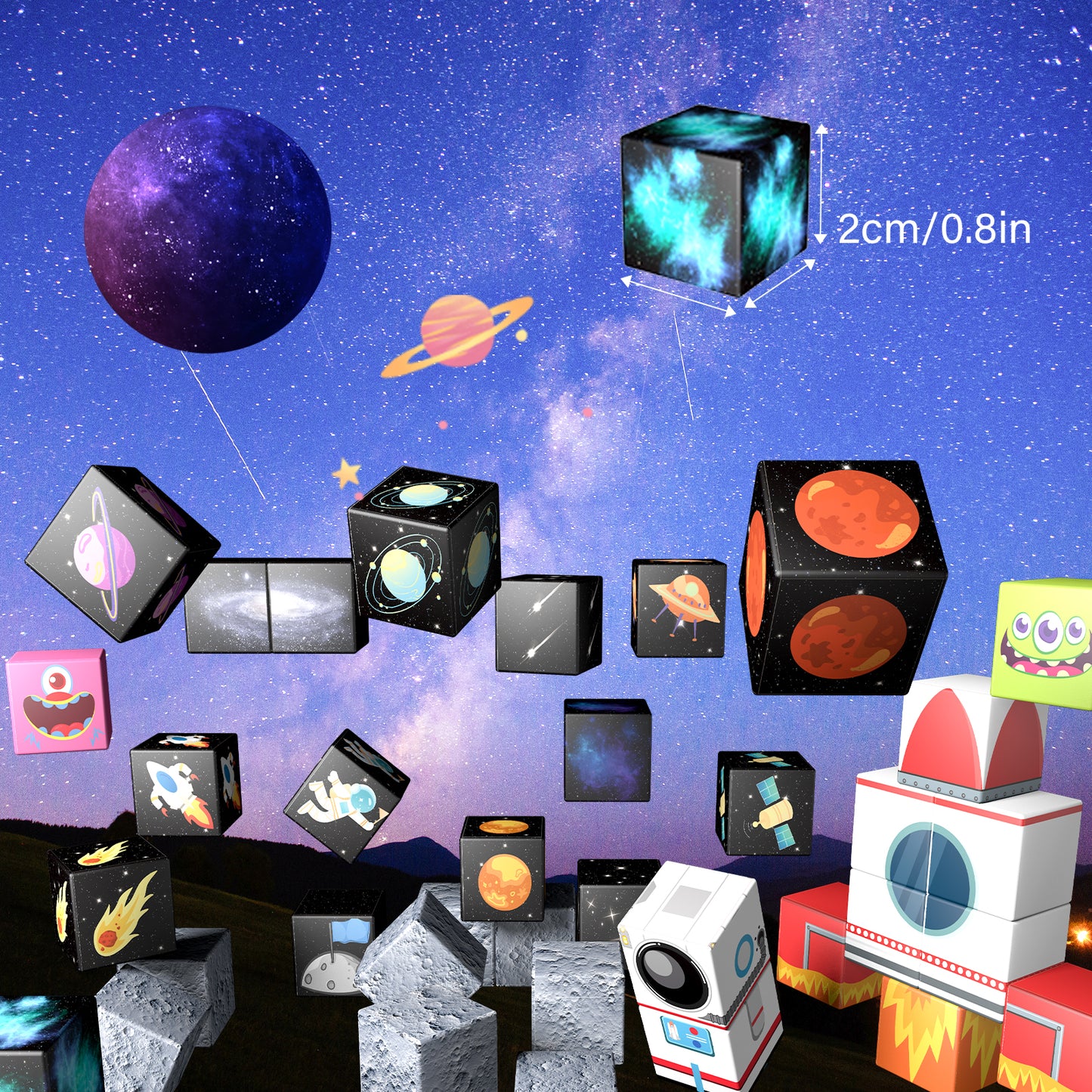 Magnetic Building Blocks Set- Solar System & Space Adventure