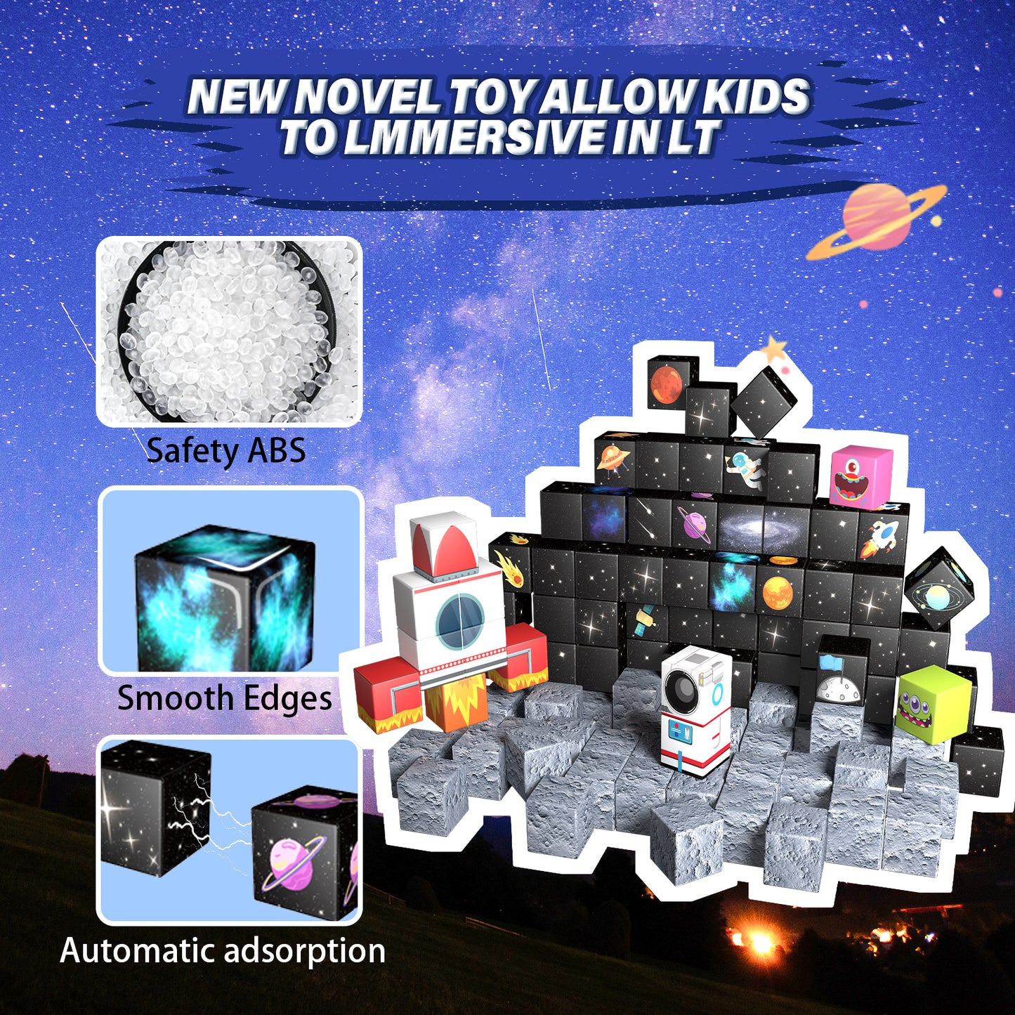 Magnetic Building Blocks Set- Solar System & Space Adventure