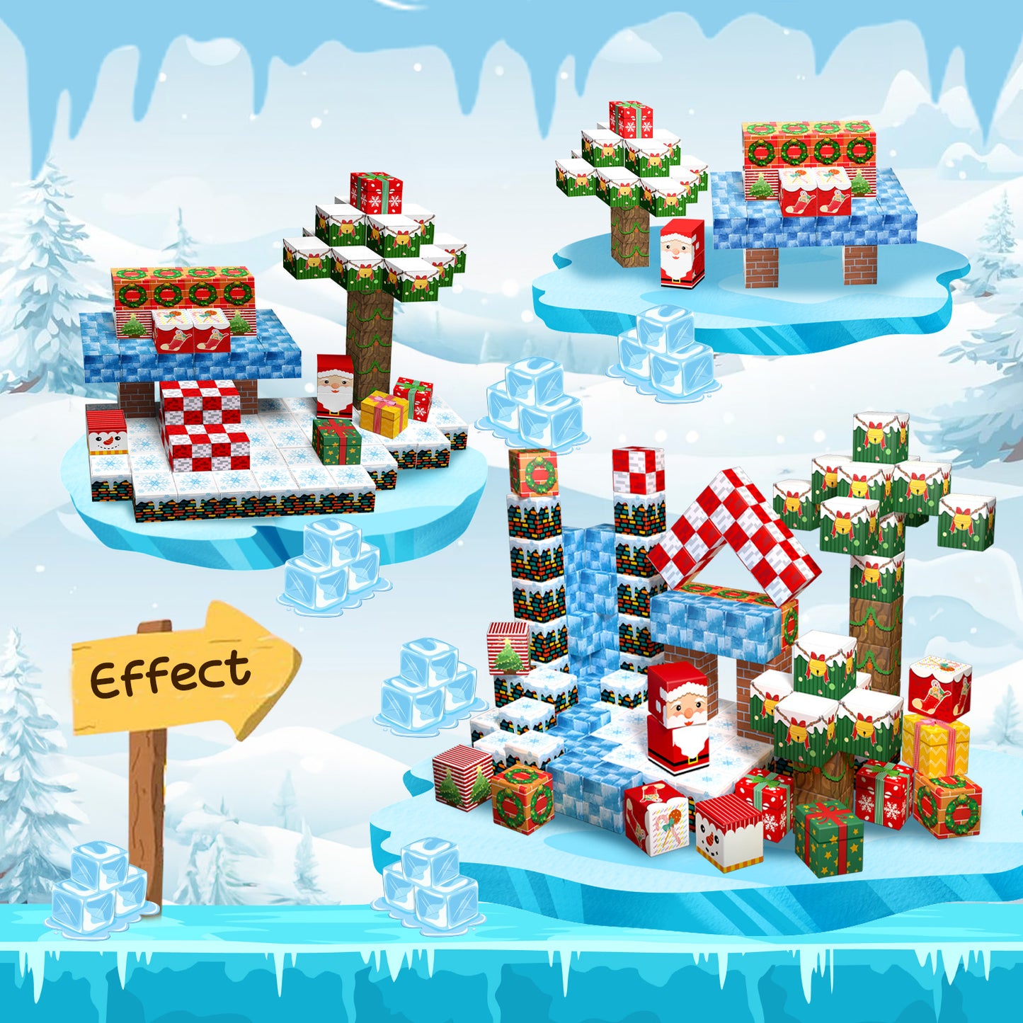 Magnetic Building Blocks Set - Christmas Snow & Ice Theme Building Blocks