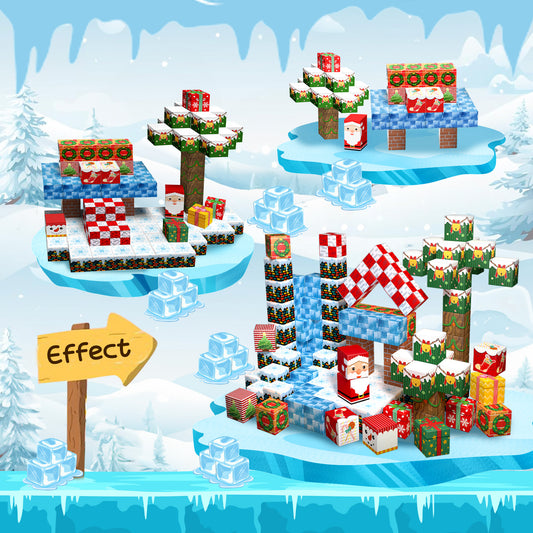 Magnetic Building Blocks Set - Christmas Snow & Ice Theme Building Blocks