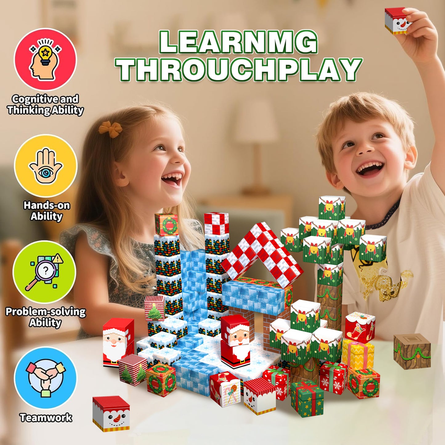 Magnetic Building Blocks Set - Christmas Snow & Ice Theme Building Blocks