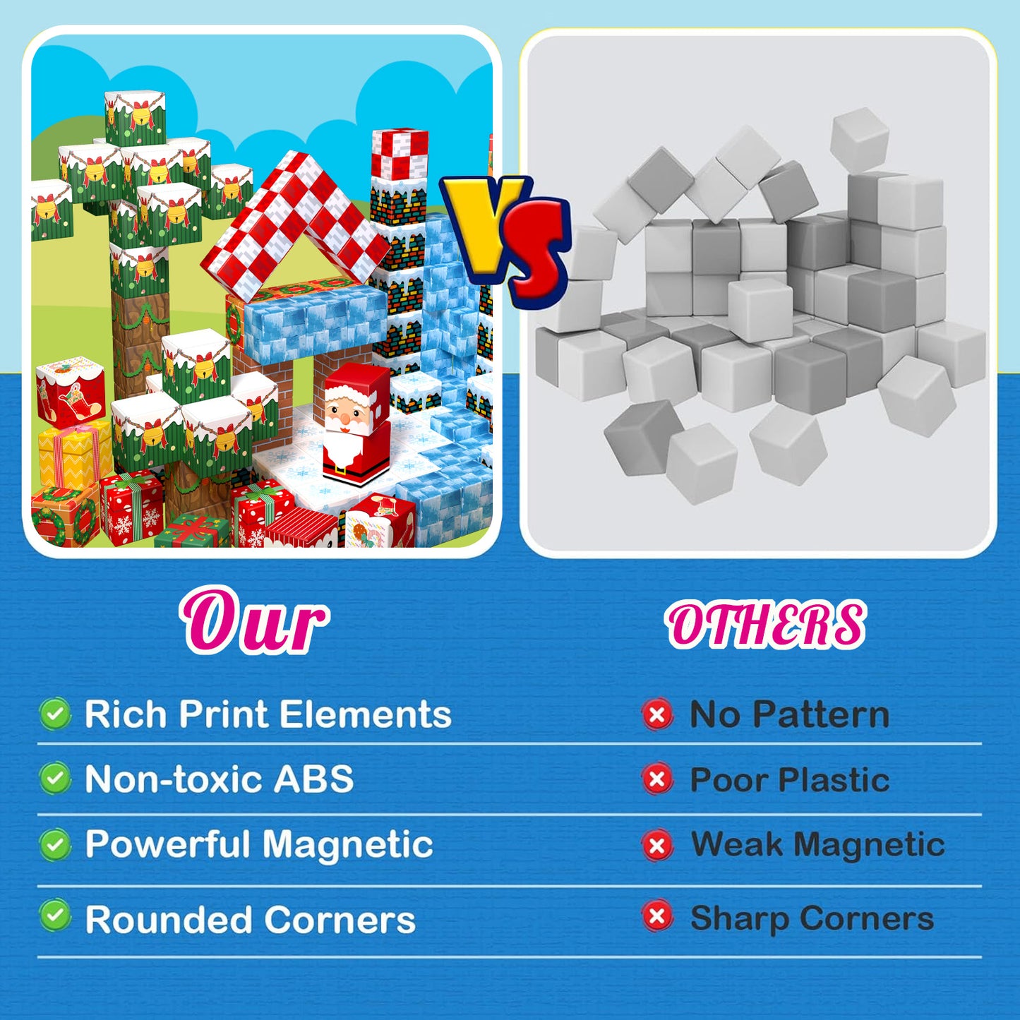 Magnetic Building Blocks Set - Christmas Snow & Ice Theme Building Blocks