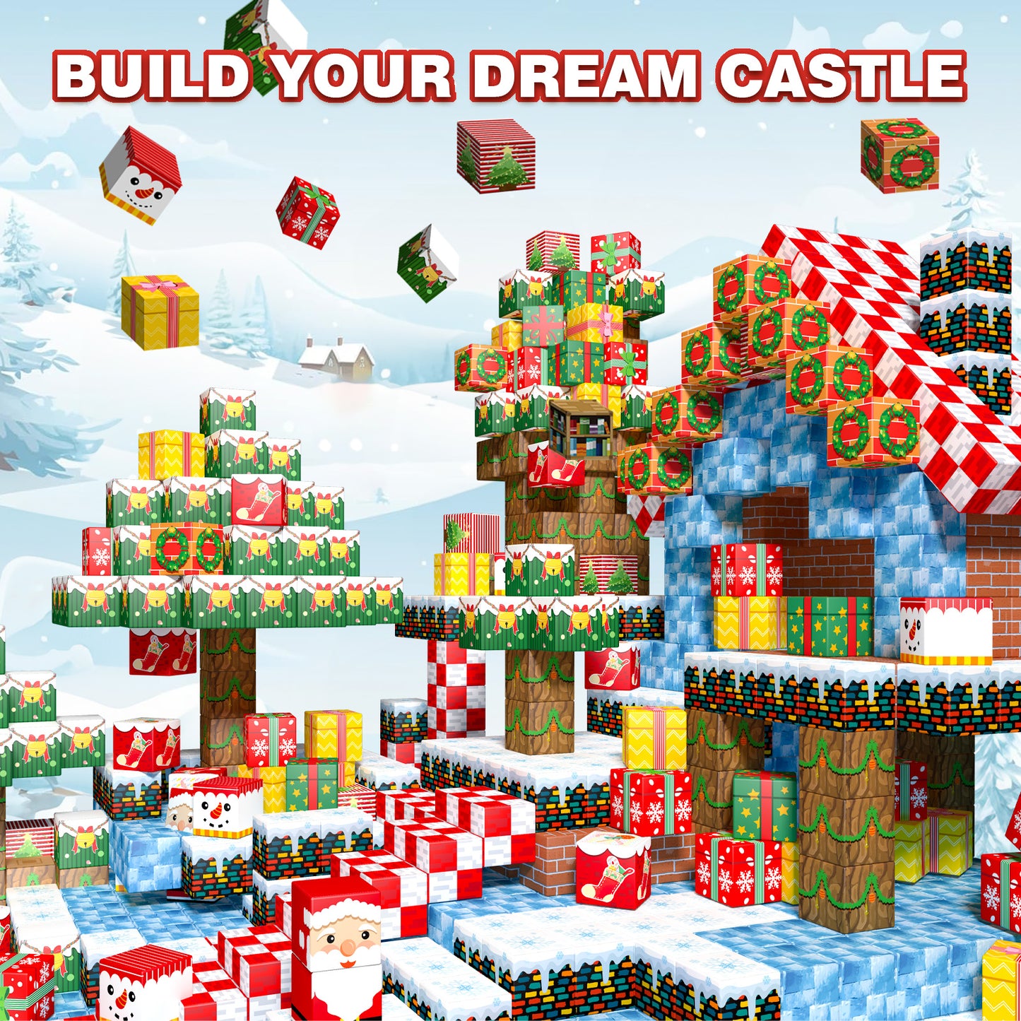 Magnetic Building Blocks Set - Christmas Snow & Ice Theme Building Blocks