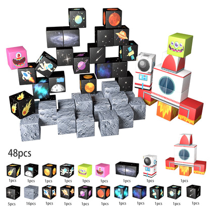 Magnetic Building Blocks Set- Solar System & Space Adventure