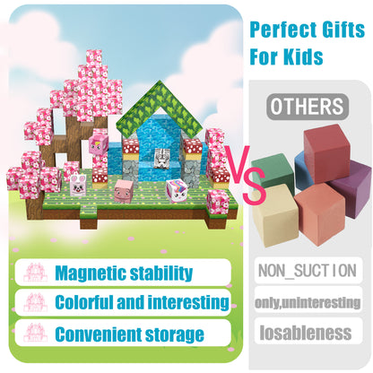Magnetic Building Blocks Set - Cherry Blossom Animal Paradise Blocks