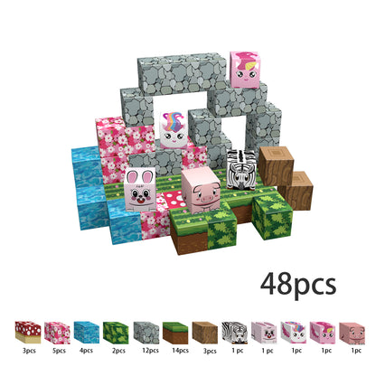 Magnetic Building Blocks Set - Cherry Blossom Animal Paradise Blocks