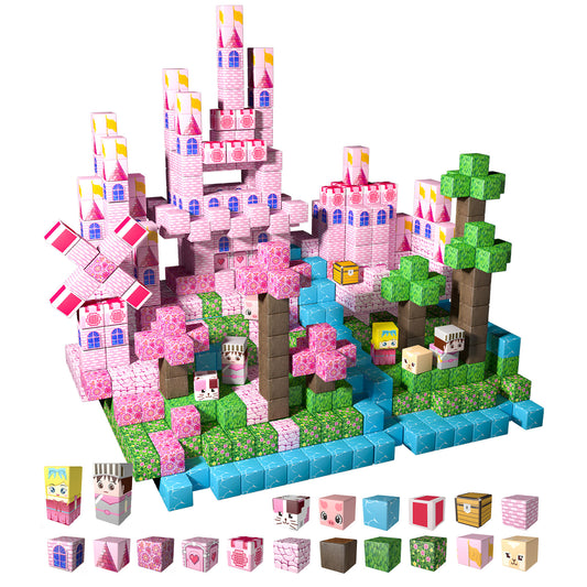 Magnetic Building Blocks Set - Cherry Blossom Castle Theme, Educational STEM Toys for Kids
