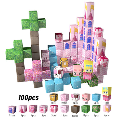 Magnetic Building Blocks Set - Cherry Blossom Castle Theme, Educational STEM Toys for Kids