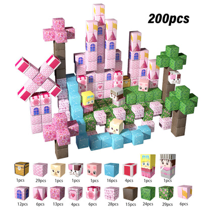 Magnetic Building Blocks Set - Cherry Blossom Castle Theme, Educational STEM Toys for Kids