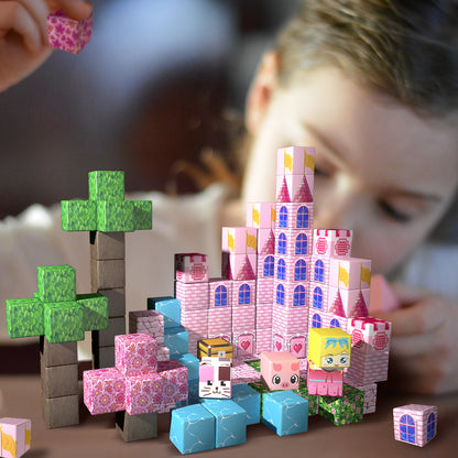Magnetic Building Blocks Set - Cherry Blossom Castle Theme, Educational STEM Toys for Kids
